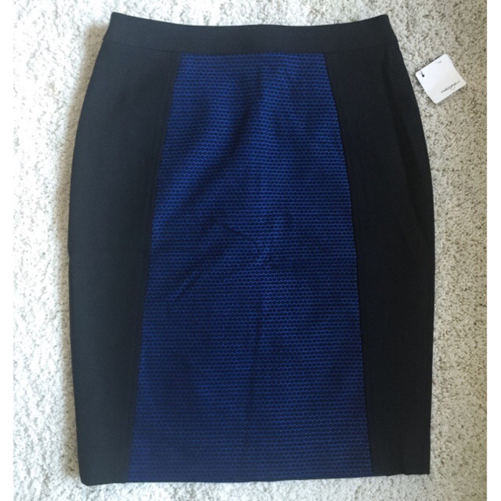 Color Block (Black & Blue) Pencil Skirt sz 4 NWT